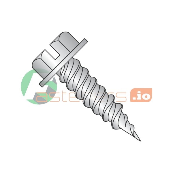 Newport Fasteners Sheet Metal Screw, #8 x 1-1/4 in, Plain 410 Stainless Steel Flange Hex Head Slotted Drive, 1500 PK 581163 - main